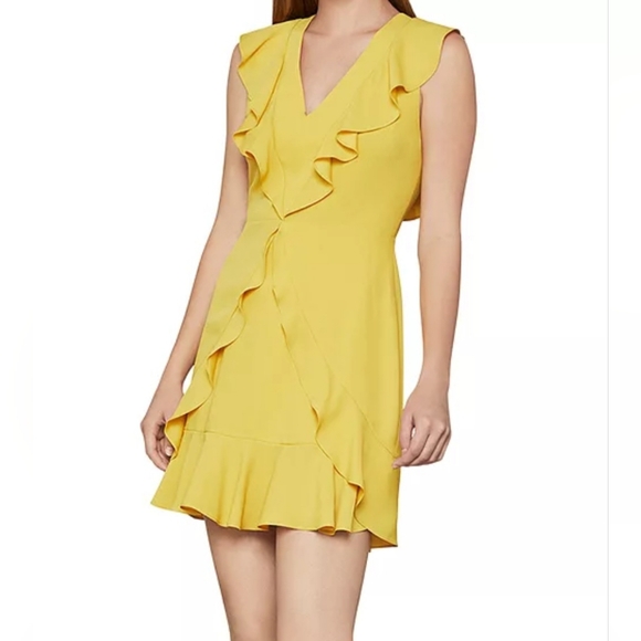 BCBGMaxAzria Yellow Ruffle Mini Dress - Picture 1 of 5